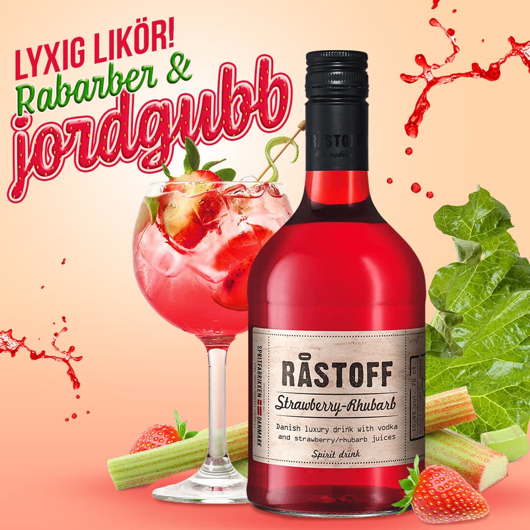 Premiumshot på jordgubbar och rabarber Premiumshot på jordgubbar och rabarber