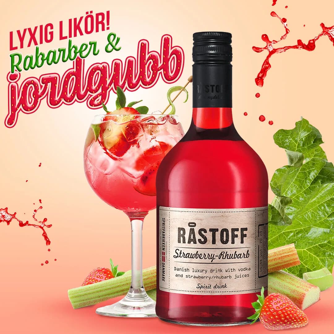 Premiumshot på jordgubbar och rabarber Premiumshot på jordgubbar och rabarber